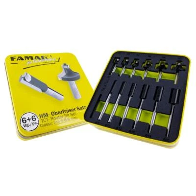 Famag Fräser Satz in Dose - Hartmetall - 12teilig - 6 Nutfräser - 6 Abrundfräser - Bild 1 von 4