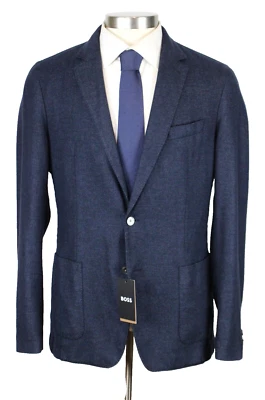 Hugo Boss Sport Coat 40 R (50 EU) Mens Navy Wool Polyester Hanry Slim Fit Blazer - Image 1 of 4