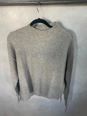 Suéter para mujer Lucky Brand punto gofre cuello falso gris jaspeado claro talla S Foto 1 de 4