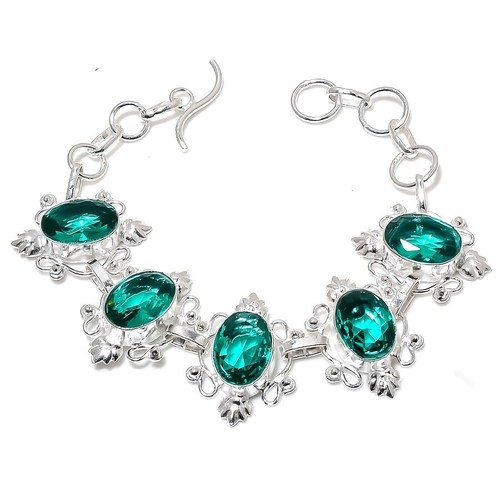 VALENTINO Bracciale gioiello in argento sterling 925 fatto a mano con pietre preziose tormalina come nuovo misura 7 8"