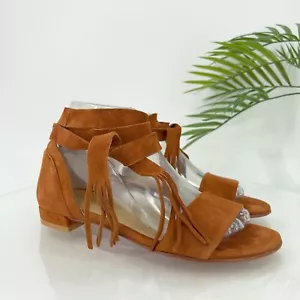 Stuart Weitzman Corbata Sandals Women's 7 Brown Suede Ankle Wrap Boho Hippie - Picture 1 of 14