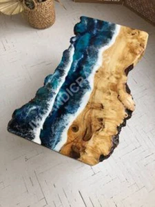 New Epoxy Resin Dining Coffee Table Top Live Edge Table Top Home Decor Gift - Picture 1 of 5