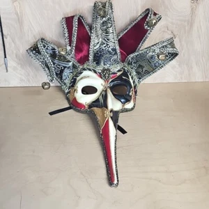 Mask Court Jester Mask Halloween Or Venetian Carnival Masquerade Ball - Picture 1 of 14