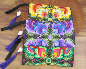 3pc Vintage Hmong Thai Indian cosmetic Ethnic hippie Bohemian purse handbag 1028