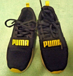 Zapatillas/zapatos PUMA para niños UK1 EUR33 US2C CM20 azul profundo con letras doradas - Imagen 1 de 7