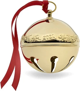 2021 Wallace 32nd Edition Gold Plate Sleigh Bell Christmas Ornament Decoration - Picture 1 of 4