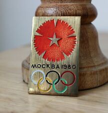1980 Moscow Summer Olympic Games Large Pin Badge Rare Metal Red Carnation 29 gr