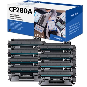 Cartuccia toner 8 pezzi 80A CF280A compatibile con HP LaserJet Pro 400 M401 M401a - Foto 1 di 8