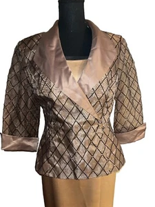 R&M Richard’s Gold Organza Blouse Top Size 14 Sheer 3/4 Sleeves Rhinestone Clasp - Picture 1 of 10