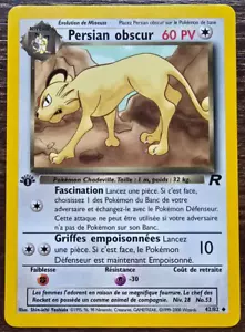 Pokemon Card No. 42/82 Persian Obscur (Dark Persian) 1st Edition French N/M - Picture 1 of 6