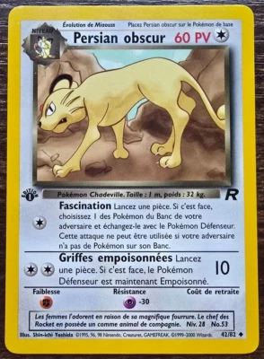 Pokemon Card No. 42/82 Persian Obscur (Dark Persian) 1st Edition French N/M - Image 1 of 4