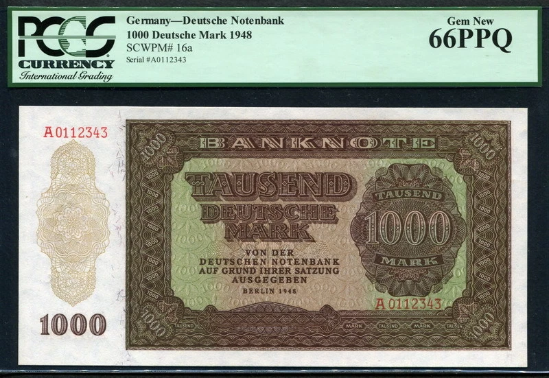 Germany Democratic Republic 1948, 1000 Deutsche Mark, P16a, PCGS 66 PPQ GEM UNC - Image 1 of 2