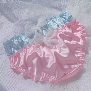 Sexy Japanese Girls Faux Satin Panties Briefs Ruffles Bow Underwear Cute Knicker - Picture 1 of 7
