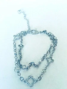 Marie Claire Crystal Clover Charm Anklet Swarovski Crystals 7.5"-9.5" Adjustable - Picture 1 of 3