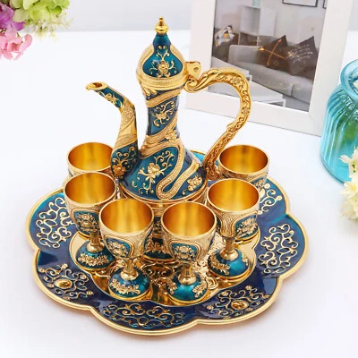 220ml Tea Tray and Cups for Wine Cabinet Decor Vintage Coffee Pot and Cups Set - Image 1 of 4