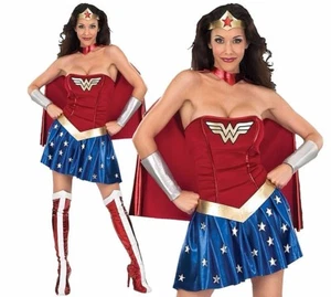 Official Ladies WONDER WOMAN DC Comic Superhero Hero Fancy Dress Costume Adult - Picture 1 of 2