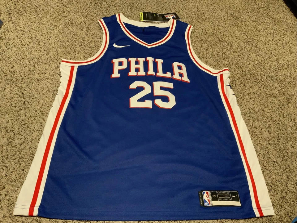 Nike Philadelphia 76ers Ben Simmons #25 Swingman Jersey Men’s Size 56 Blue