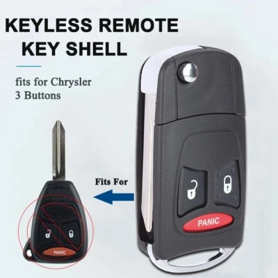 3BTNS Upgraded Flip Remote Key Shell Case Cover For Chrysler Dodge Caliber Jeep - Image 1 of 4