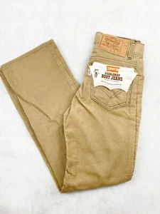 VINTAGE 1973 LEVI'S SADDLEMAN BOOT JEANS - TAN CORDUROY 415-1523 -SIZE 12 W 24 - Picture 1 of 5