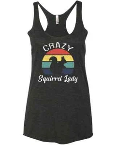 Crazy Squirrel Lady Squirrel Lover Funny Gift For Girl Farm Vintage Racer Tank T - Picture 1 of 6