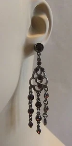 Vintage-Stil silberfarbene und Kristall baumelnde Ohrringe 2,5" lang - Bild 1 von 2