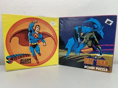 Vintage Batman & Superman Jigsaw Puzzles Complete 11 X 11 Rare - Image 1 of 4