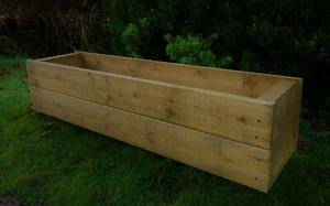 Long Garden Wooden Planter Trough Veg Wood Flower Boxes READY MADE - Picture 1 of 4