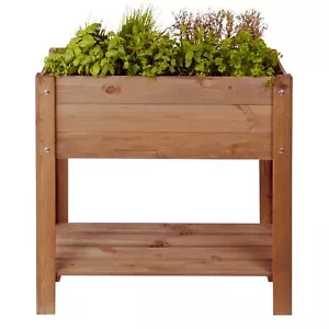 Hochbeet Ablage Pflanz Kasten H=78 cm Holz Blumen Beet Kübel braun eckig Kräuter - Bild 1 von 3