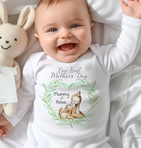 Juego de babero mameluco personalizado del día de la madre, ropa de recuerdo de calidad para niños pequeños, - Imagen 1 de 2