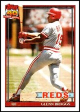 1991 Topps #444 Glenn Braggs Baseball Cincinnati Reds 