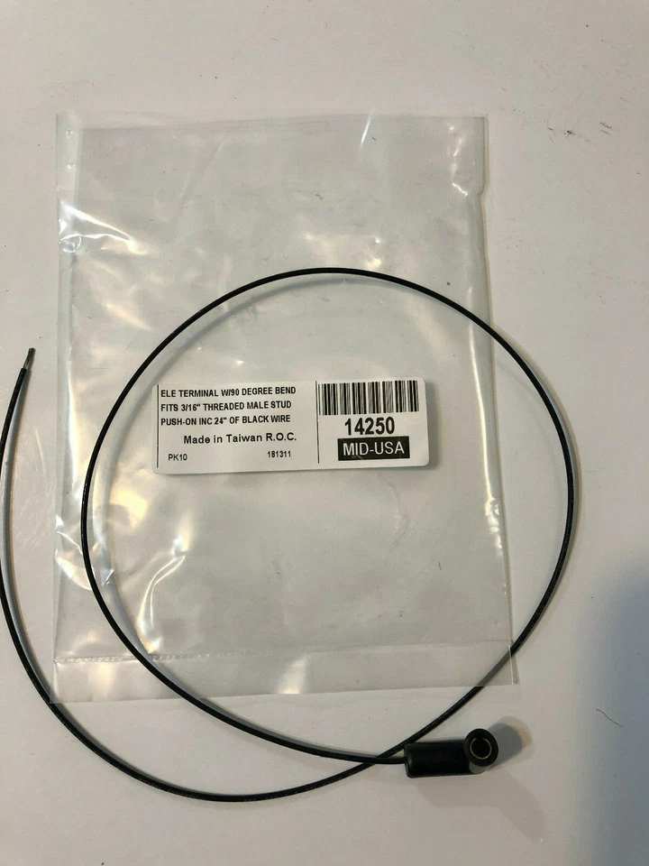 TERMINAL ELÉCTRICO CON CABLE PUSH-ON 90 GRADOS EXTREMO 24"" CABLE Foto 1 de 2