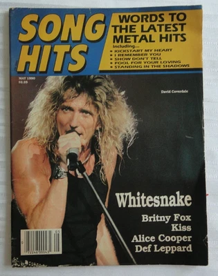 Vintage Magazine Song Hits May 1990 Whitesnake Britny Fox Alice Cooper Kiss  101 - Image 1 of 4