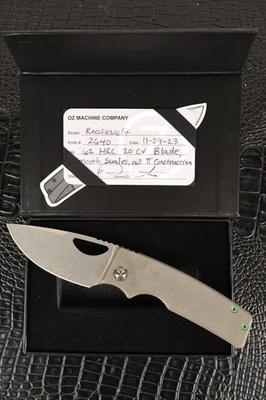 OZ Machine Co Roosevelt - Smooth Scales, Ti Construction #2640 62 HRC Box & Card - Image 1 of 4