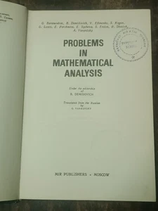 MIR EDITORES: PROBLEMAS EN ANÁLISIS MATEMÁTICO POR B. DEMIDOVICH 1982 INGLÉS - Imagen 1 de 11