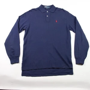 Polo Ralph Lauren Hombre Azul Marino Algodón Manga Larga Polo Pequeño S - Imagen 1 de 9