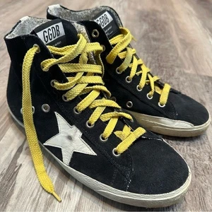 GOLDEN GOOSE Sneakers Men 40 Francy High Top Suede Trainers Blue Cloth - Picture 1 of 14