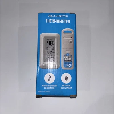 AcuRite Wireless Thermometer with Clock 00826HDA2 White NEW - Image 1 of 4