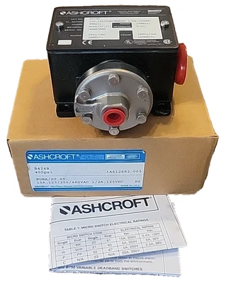 NEW Ashcroft B424B Pressure Switch 400 PSI 480 VAC Free US Shipping - Image 1 of 4