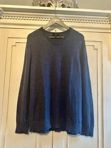 EUC THEORY RILAND V-Neck Merino Wool Blend Sweater in Indigo $285 Sz XL - Picture 1 of 10