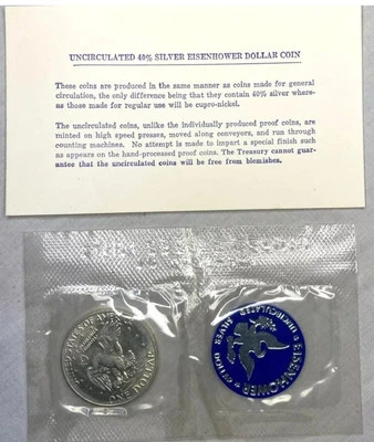 2 1971 IKE Eisenhower 40% Silver Dollar US Coin Blue Ike Brilliant Uncirculated - Image 1 of 4