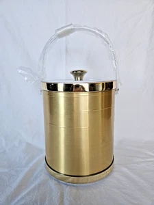 Vintage CULVER Ice Bucket Brushed Gold Body Acrylic Handle and Lid - Picture 1 of 11