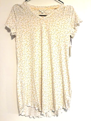 Camisa Pijama Vestido de Noche Laura Ashley Floral Delicado Amarillo Flores Acanalado M Nuevo con Etiquetas Foto 1 de 4