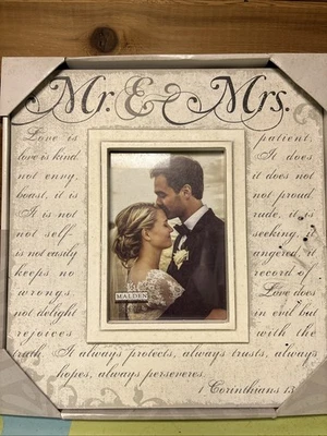 MALDEN  "MR. & MRS. / WEDDING PHOTO FRAME"  ~ (CORINTHIANS) ~  ** BRAND NEW *5x7 - Image 1 of 2