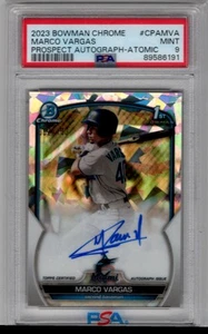 2023 Bowman Chrome Prospect Autographs Atomic Refractor Marco Vargas Auto PSA 9 - Picture 1 of 2