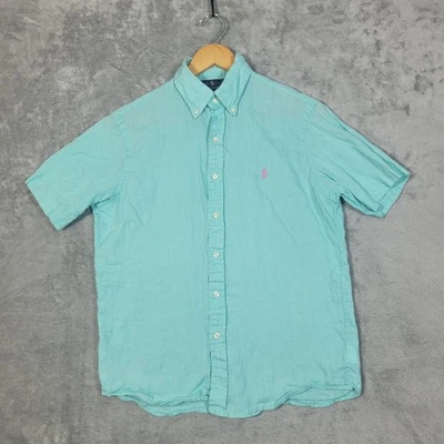 Camisa Ralph Lauren Para Hombres Pequeña Lino Calce Clásico RL Desescolada Logo Abotonada Foto 1 de 4