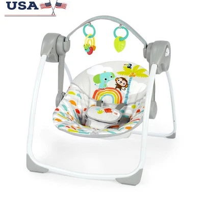 Columpio portátil para bebé 2 juguetes reclinable ajustable 10 melodías ligero plegable Foto 1 de 4