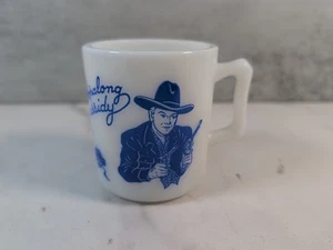 Vintage 1950’s Hopalong Cassidy Hazel Atlas Milk Glass Blue Child’s Mug Cup - Bild 1 von 7