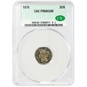 1878 3CN Three Cent Nickel CACG PR66CAM Rare Coin - Bild 1 von 4