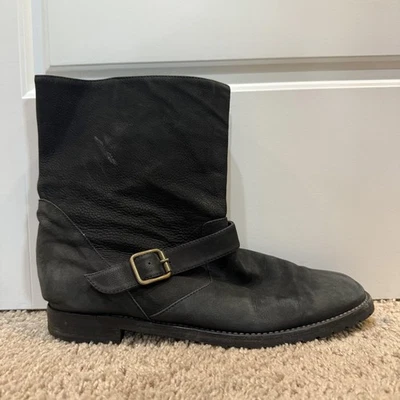 Manolo Blahnik Boots Women Size 40 Black Leather Buckle Vibram Sole Casual Shoes - Image 1 of 4