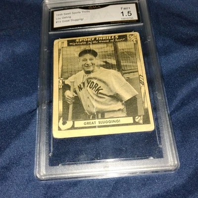 1948 Swell Sport Thrills Great Slugging #14 Lou Gehrig GMA 1.5 - Image 1 of 4